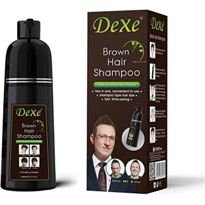 Image of Instant hair shampoo, dye shampoo for men and women 100% grey coverage quick easy lasts 30 days 3 in 1 black (Bottled Brown)