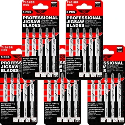 Image of 25 x TopsTools T101BR Reverse Cut Jigsaw Blades Compatible with Bosch, Dewalt, Makita, Milwaukee and many more
