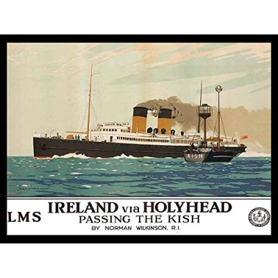 Image of Wee Blue Coo Travel Transport Irish Sea Ferry Kish Boat Ship Holyhead Ireland Art Print Poster Wall Decor 12X16 Inch