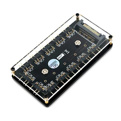 Image of LeHang 12 way 5V RGB LED Splitter Hub with PMMA Case and Magnetic standoff for ASUS/MSI 3pin controller