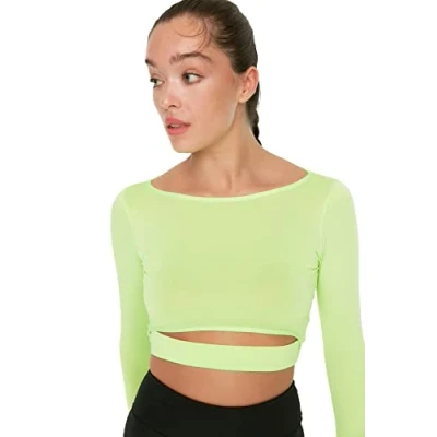 Image of Trendyol Women Sportswear Fitted Basic Crew Neck Knitted Blouse Grün