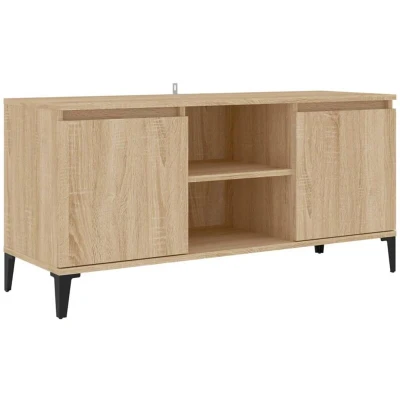 Image of vidaXL Sonoma Oak TV Cabinet with Sturdy Metal Legs Stylish Stand Storage Industrial Charm for Living Room &amp; Bedroom