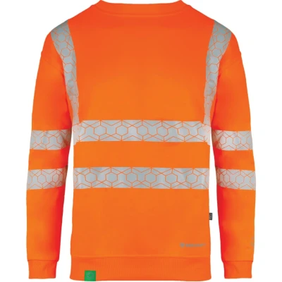 Image of Beeswift Envirowear Orange Hi Vis Sweatshirt Unisex Reflective Sustainable Circular Process Safety PPE Workwear Small