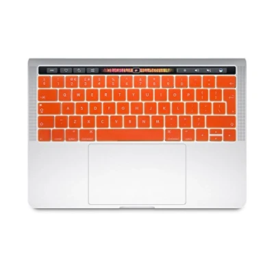 Image of Se7enline Compatible With Macbook Pro 13/15 inch Touch Bar Retina Display 2016/2017/2018/2019/2020 Model A1706/A1989/A2159/A1707/A1990 Keyboard Protector 13 (UK Layout), Orange