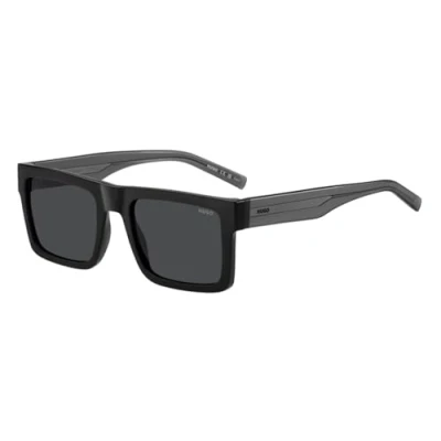 Image of Hugo Boss Man HG 1314/S 807/IR Sunglasses Acetate Black Grey Squared Normal