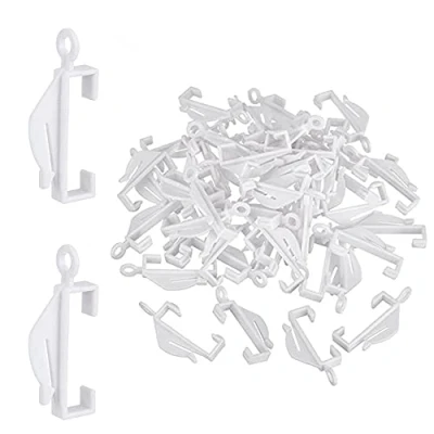 Image of PLASTIFIC Curtain Rail Track Glider Hooks White Plastic Sliding Hook Gliders for Shower and Picture Ring (Pack of 100)