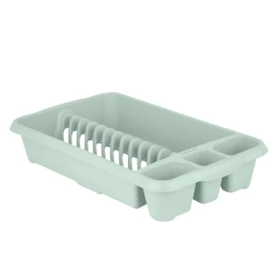 Image of M1SS High Grade Medium Plastic Dish Drainer Cutlery Tray Plate Rack Kitchen Sink Holder Stand Draining Board (Medium, Silver Sage)