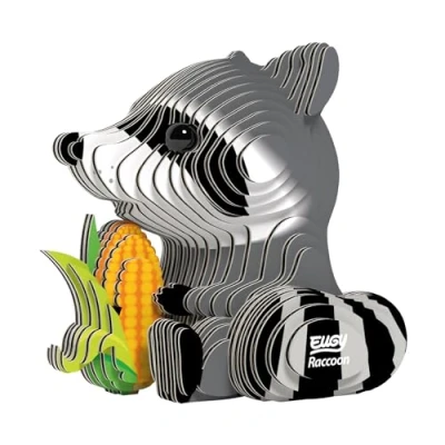 Image of EUGY EH 103 650103 Raccoon, 3D Puzzle for Children and Adults to Assemble, DIY Animal Figure, Craft Set from 6 Years, Washable
