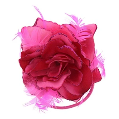 Image of Zac&#039;s Alter Ego Glitter Hair Rose with Feathers on Clip &amp; Elastic Piece or Corsage