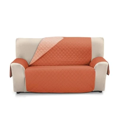 Image of Martina Home Reversible Quilted Sofa Cover Amber 3 Seater XL Tile/Coral