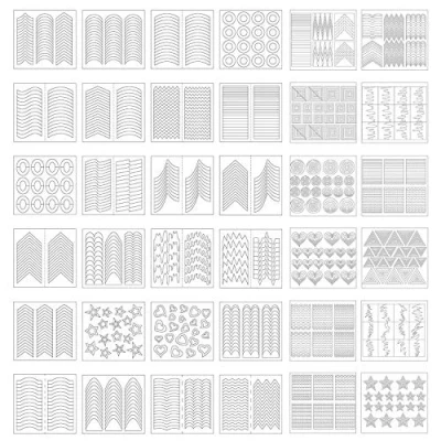 Image of 1275 Pieces 49 Designs Nail Art Stencils French Tip Guides Stickers Form Fringe Vinyl 36 Sheets