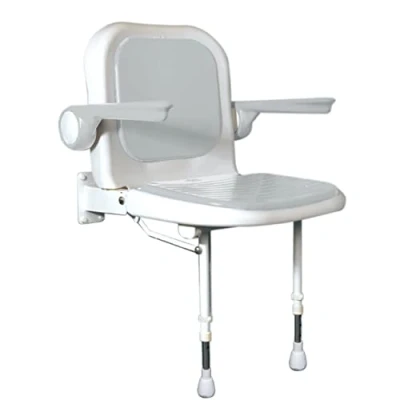 Image of AKW 4000 Series Standard Fold Up Shower Seat Grey with Back and Arms