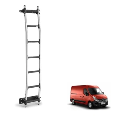 Image of Rhino Rear Door Ladder for Renault Master Van Fits 2010+ [H2 Roof] 7 Anti Slip Steps 120kg Support