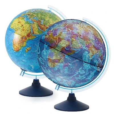 Image of Exerz 25cm Globe Illuminated Cable Free LED Light Physical Map (Day) Consellation (Night) AR (Augmented Reality) App iOS