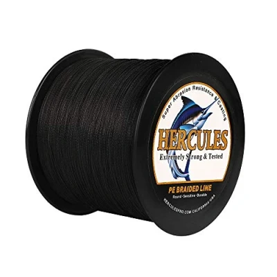 Image of Hercules Braided Fishing Line 2000m 2187yds 6lbs 100lbs Pe Superline 4 Strands (Black 60lb/27.2kg 0.40mm)