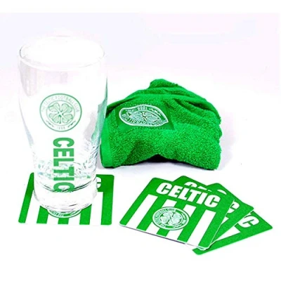 Image of Official Celtic FC Pint Glass Mini Bar Set (Pint Glass, Coasters &amp; Towel)
