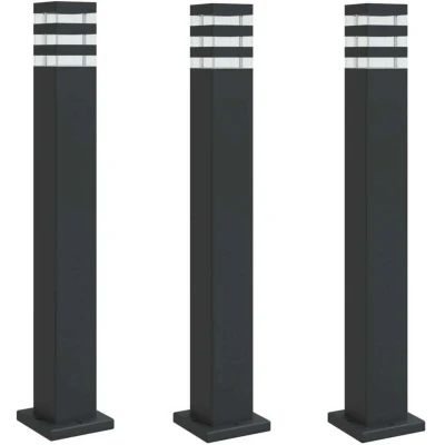 Image of vidaXL Outdoor Floor Lamps 3pcs Black 80 cm Aluminium