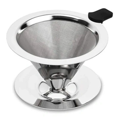 Image of hanmir Coffee Filter, Stainless Steel, Reusable Dripper, Permanent Dripper for 1 2 Cups, Paperless Filter Ideal
