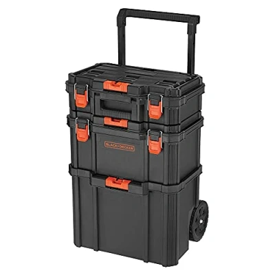 Image of beyond by BLACK+DECKER BDST60500APB Stackable Storage System 3 Piece Set (Small, Deep Toolbox, and Rolling Tote)
