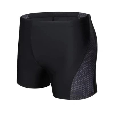 Image of AMZSPORT Swimming Trunks Men, Quick Dry Swim Shorts Beach Board Swimwear, Black, L