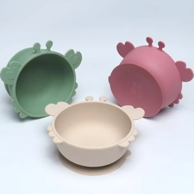 Image of Kinyoda 3 Pack Silicone Baby Bowls with Suction, Feeding Leak Proof Stay Put for Toddlers, BPA Free Children Tableware Eating Bowl Boys Girls (Beige/Pink/Green)