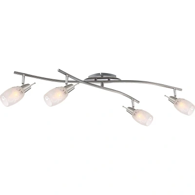 Image of Florita Ceiling Spotlight Bar Chrome Opal Glass Shade 4x E14