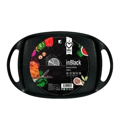 Image of Bergner Forged Aluminium Grill Plate Induction Hob Cookware Integrated Stay Cool Handles Even Heat Distribution