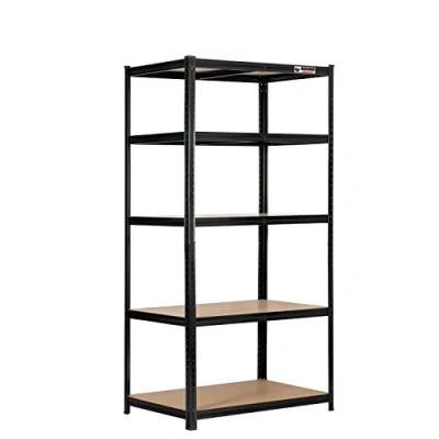 Image of Rhino Racking 4 Bays 5 Tier Heavy Duty Industrial Storage Shelves Black 180x90x60cm