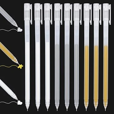 Image of PROUSKY White Gold Silver Highlight Pen for Drawing, 12 Pieces 1mm Fine Point Sketching Ink Pen, Art Design Supplies Gel Pens Black Paper, Card Making, Back to School