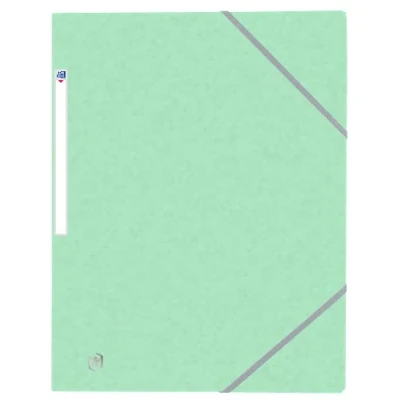 Image of OXFORD Pack of 50 3 Flap Top File + A4 Elasticated Cover for Cards Pastel Green