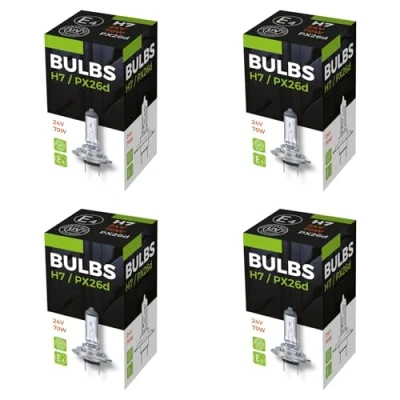 Image of Netagon 24V 70w H7 Halogen Headlight Bulbs Standard 499 High Low Vehicle Replacement Light Bulb Lamp for Lorry Truck Hid Commercial Car Bus HGV Boxed Pack of 4