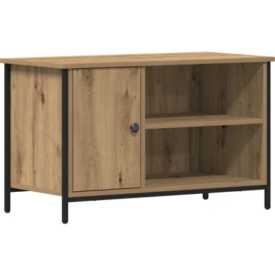 Image of vidaXL Artisan Oak TV Cabinet Matte Finish Multiple Shelves Strong Metal Frame Modern Entertainment Unit for Living Room and Home Theater