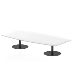 Image of High Gloss Italia 2400mm Coffee Table White Top 475mm Black Leg