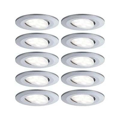 Image of Paulmann 99925 Calla LED recessed luminaire round set of 10 incl. 10x6.5W IP65 dim spot chrome matt cabinet light plastic lamp 4000K