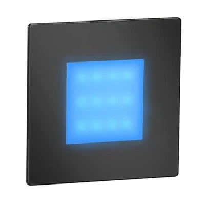 Image of ledscom.de LED Staircase Light/recessed Wall Light FEX for Indoors and Outdoors, Angular, Black, 85 x 85mm, Blue