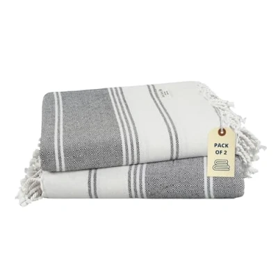 Image of LANE LINEN 100% Cotton Beach Towel, 2 Pack Towels Oversized, 39&quot;x71&quot;, Quick Dry Pool for Adults, Absorbent Towel Sandproof, Lightweight Travel Ebony