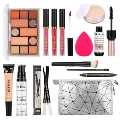Image of INBOLM Makeup Sets,Professional All in one Make Up Set Cosmetic Starter Kit for Women Girls With Storage Bag Portable Travel Kits Palette Eyeshadow Foundation Lip Gloss