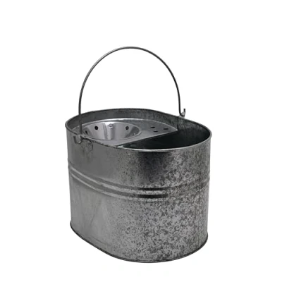 Image of SWL 13L Heavy Duty Industrial Metal Mop Bucket Galvanised Steel with Handle Durable for Home Bathroom, Kitchen Office General Cleaning