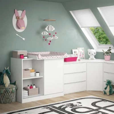 Image of Vicco changing dresser Ruben, White, 113 x 93 cm with unit