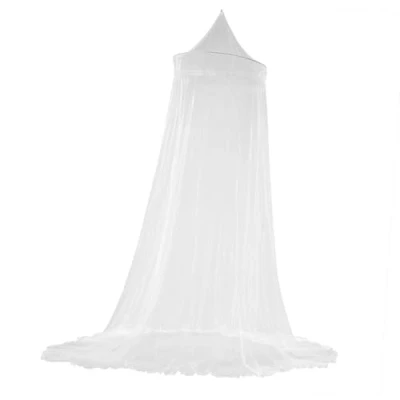 Image of Hanging Mosquito Net Netting Dome Bed Canopy Thin Mesh Lets Breeze in and Bugs out Shield Elegant Bedroom Decor Quick Easy Installation No Chemicals(White)