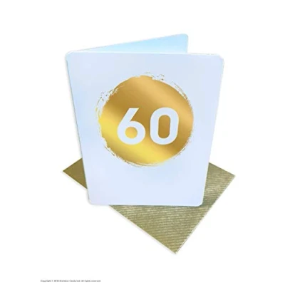 Image of Brainbox Candy 60th Age Happy Birthday Card Gold Foiled Cute Mini Perfect for Husband Wife Besties Friends Mates Him Her Boyfriend Girlfriend