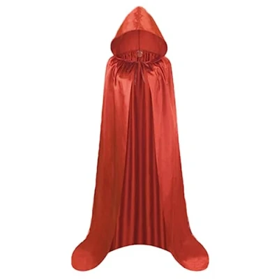 Image of Cloak with Hood, Unisex Halloween Costume Cape Full Length Hooded for Devil Witch Wizard Christmas Cosplay, Red,S