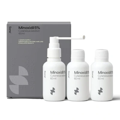 Image of Sons Minoxidil 5% Cutaneous Solution Hair Regrowth &amp; Thickener Formula For Male Loss Thinning Reactivates Shrunken Follicles Precision Application 3 Month Supply in Reduced Packaging