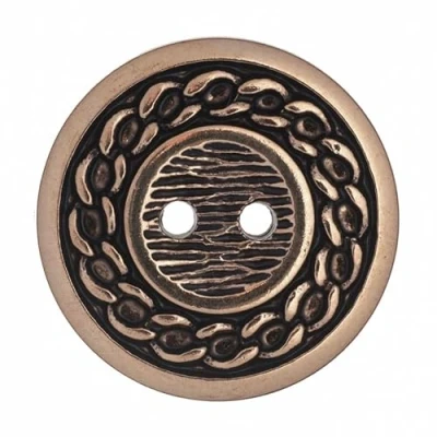 Image of Hemline Round Metallic Button with Chain Edging 20mm Gold (Pk5)