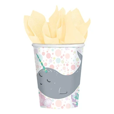 Image of (PKT) Narwhal Paper Cups 250ml (8 pk)