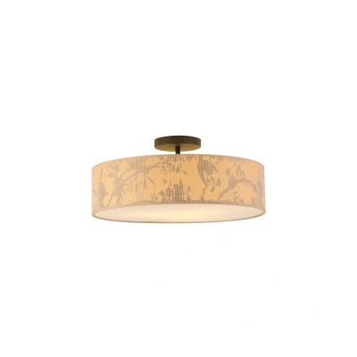 Image of Isla 3 Light Flush Ceiling Recycled Paper Shade and Black Metal