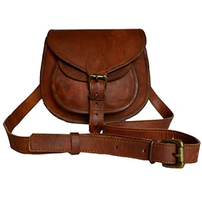 Image of Genuine Leather Bag Women&#039;s Shoulder Brown Vintage Style Girls Side Sling Crossbody Daily Shopping Travel Handbag