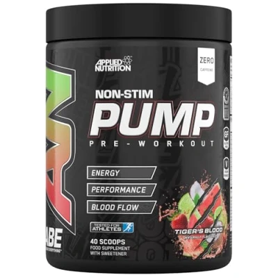Image of Applied Nutrition ABE Pump Pre Workout All Black Everything Stim Free Powder Pump, Energy &amp; Strength with Citrulline, Creatine, Beta Alanine (500g 40 Servings) (Tigers Blood)