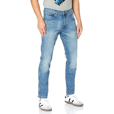 Image of Wrangler Men&#039;s Larston Jeans, Blue Fever, 32W / 32L