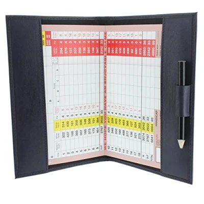 Image of Large Leather Golf Scorecard Holder for UK, Ireland &amp; European scorecards 2314 Navy